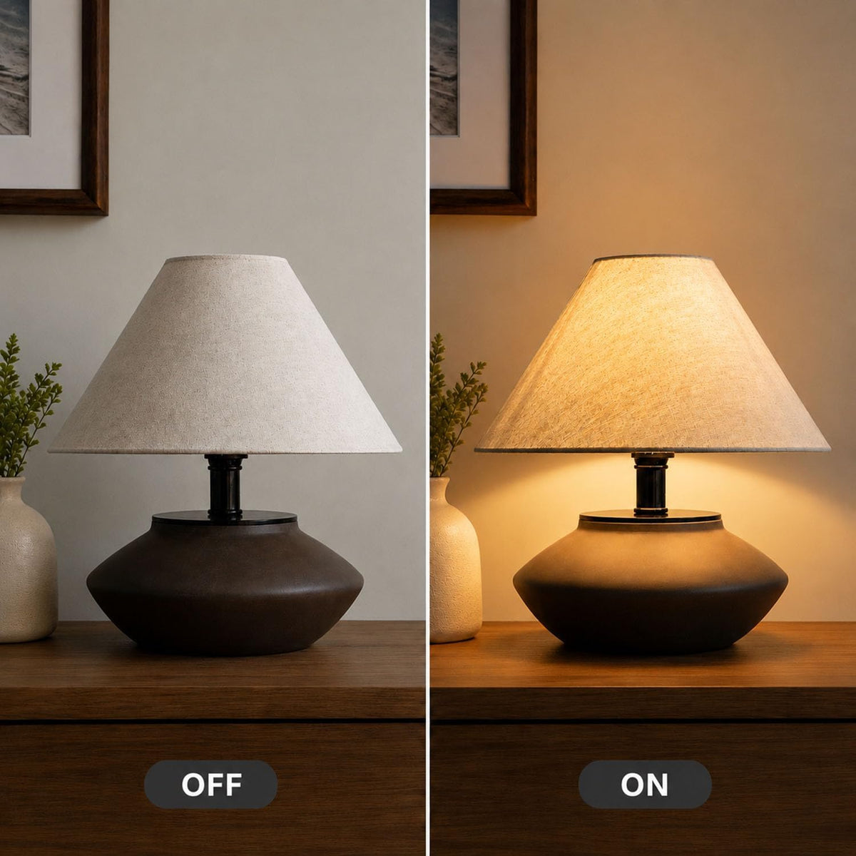 Machineuk Farmhouse Ceramic Table Lamp – Black Base, Linen Shade