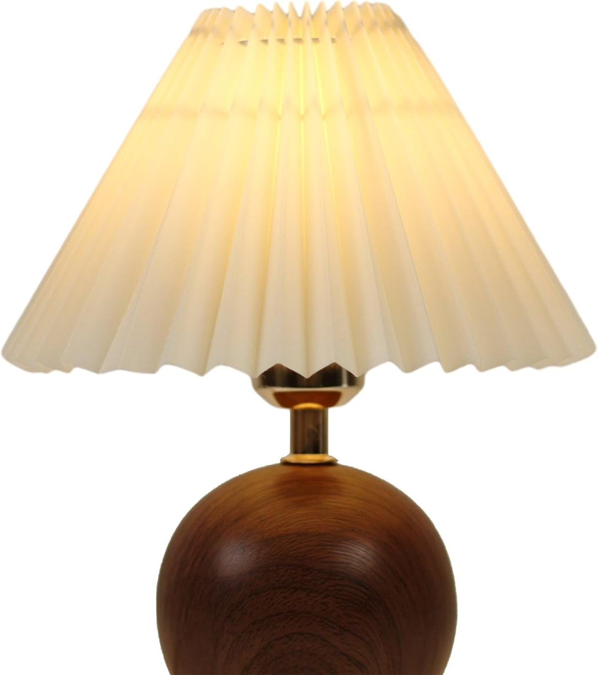 Machineuk Ceramic Globe Table Lamp – Walnut Base, Beige Shade