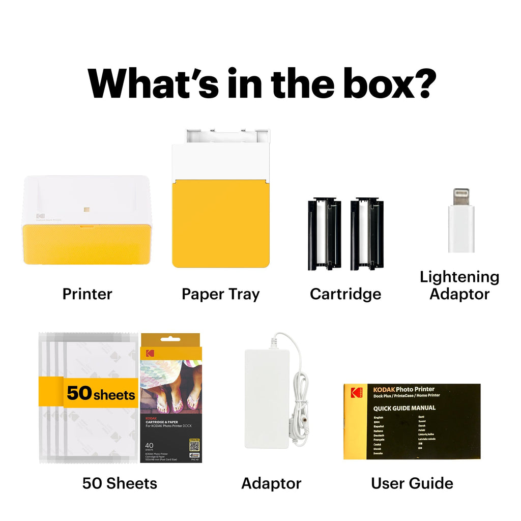 Kodak Dock Plus 4PASS Instant Photo Printer with 50 Sheet Bundle