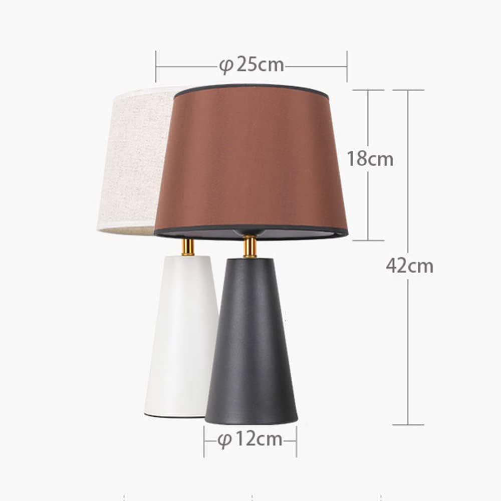 Machineuk Modern Bedside Table Lamp – Linen Shade, Black Metal Base
