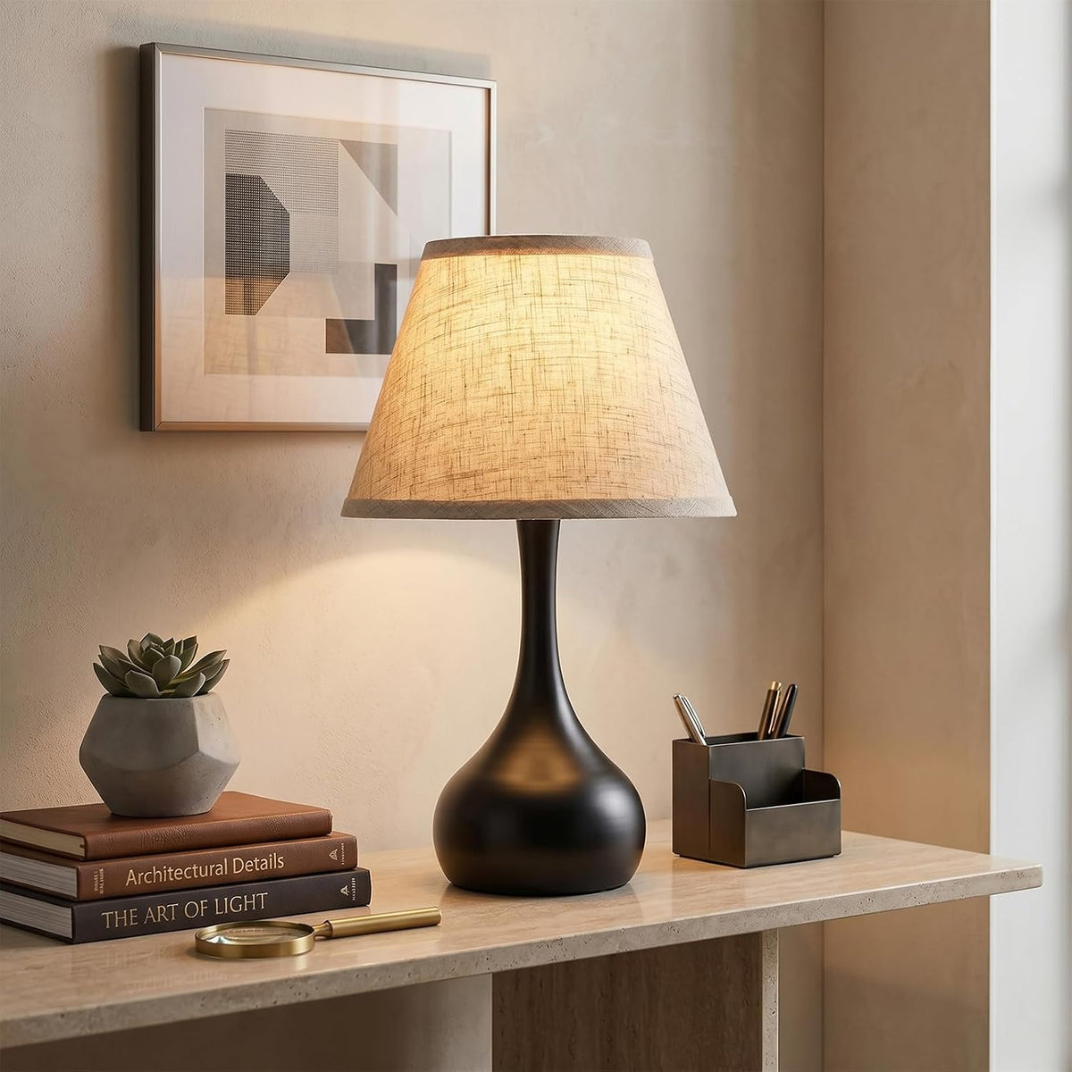 Machineuk Touch Bedside Table Lamp – 3-Way Dimmable with Fabric Shade